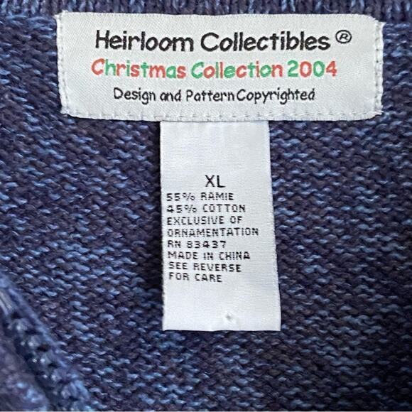 Heirloom Collectible Holiday Sweater Jacket Blue Snowflake Zip Up Size XL Beaded - Picture 5 of 11